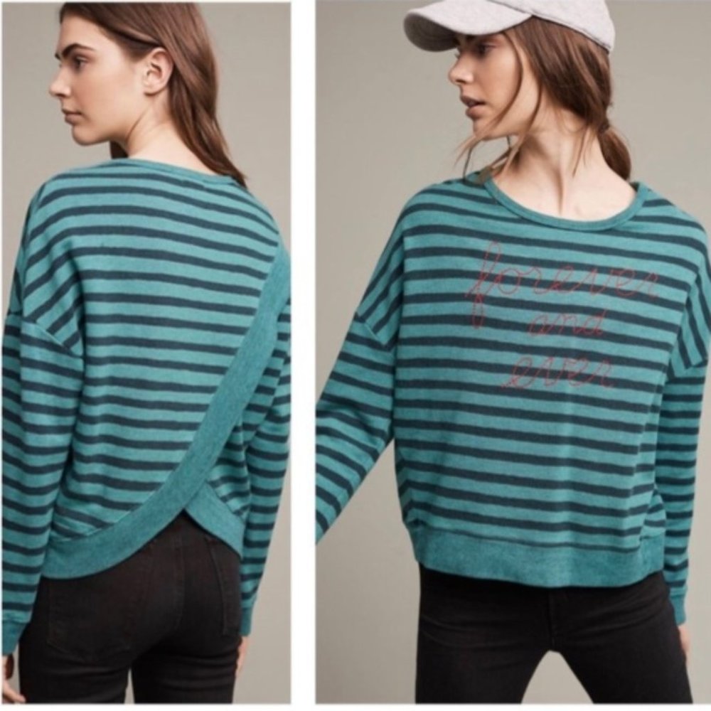 Sundry Forever Stripe Sweatshirt Athleisure Comfy
